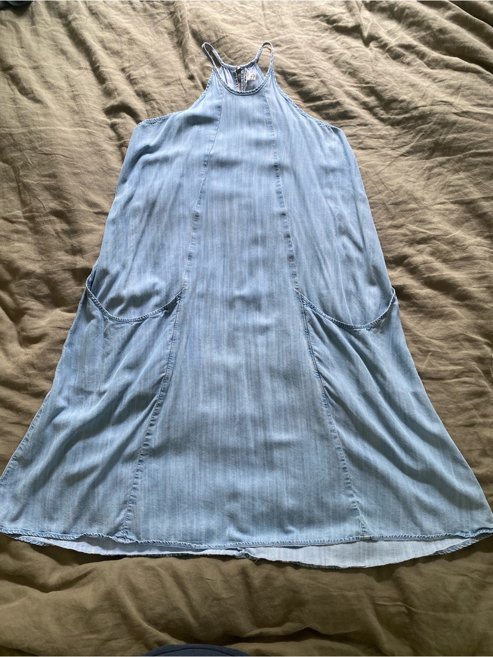 Country Road Light Blue Chambray Halter Dress